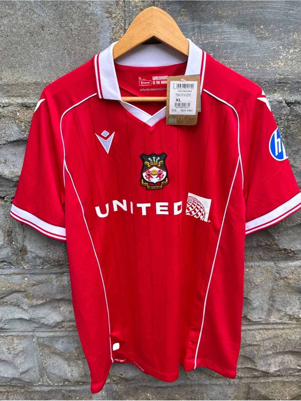MACRON Wrexham AFC Wales 2025 2026 Home Football Soccer Shirt Jersey Men’s XL